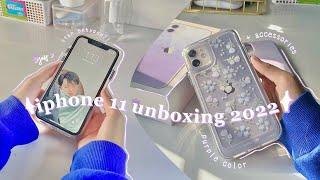 iphone 11 unboxing in 2022 + cases & set up | purple 