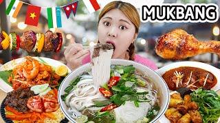 MUKBANG 하이유의 치킨 커리 쌀국수 미고랭 른당먹방! Curry & Tandoori Chicken & Pho Beef Fried Rice & Rendang  | HIU 하이유