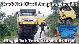Insiden Beruntun || Detik Detik Truck Jumping Tinggi Hingga Bak Sangkut Ke Aspal Dibatu Jomba
