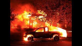 CALIFORNIA FIRESTORM ABSOLUTE DESTRUCTION Coffey Park area in Santa Rosa Tubbs fire damage.