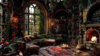 Magical Fantasy Exotic Plant Castle  Enchanting Music & Cozy Fireplace | Relaxation and Study Haven