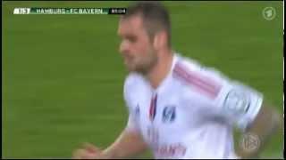 Tor durch Lasogga (1:3): Hamburger SV vs. FC Bayern - DFB-Pokal 2014