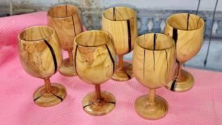 Woodturning: Making Cherry Goblets with Epoxy Resin! (VIRAL 2024)