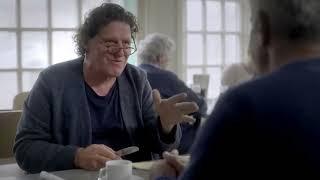 Marco Pierre White feeds Anthony Bourdain a Chip Butty