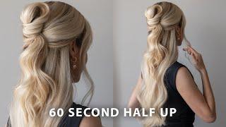 60 Second Half Up Half Down Hairstyle ️ Homecoming, Wedding Hairstyle, Wedding Guest, Prom