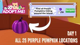 Finding ALL 25 Purple Pumpkins in Adopt Me! (Locations Revealed!) (Easy Guide)DAY 1 /ADOPT ME ROBLOX