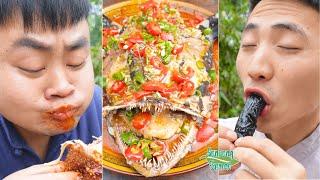 Anglerfish with Spicy Chili & Spicy Squid Sausage || TikTok Funny Mukbang || Songsong and Ermao