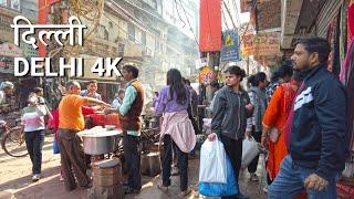 DELHI, Chandni Chowk Walking Tour  - Historic Streets & Bustling Markets - INDIA 4K HDR