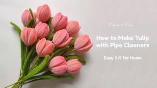 DIY Pipe Cleaner Tulip | How to Make Tulip with Pipe Cleaners | Easy Chenille Stem Craft