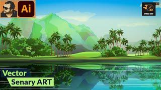 Landscape Scenery Artwork in Vector with Adobe Illustrator | Speed Art