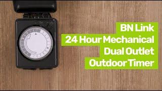 BN-LINK 24-Hour Mechanical Dual Outlet Outdoor Timer