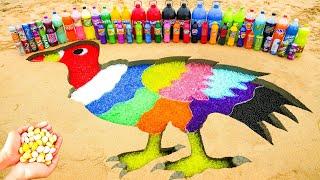 How to make Rainbow Vulture with Orbeez Water Beads from 7up, Mtn Dew and Fanta, Coca Cola vs Mentos