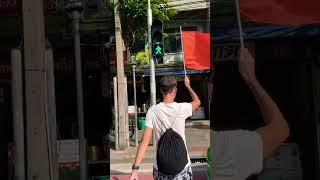 How to cross the road in Bangkok  #bangkok #thailand #street #pedestrians #traffic #flag #safety