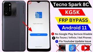 Tecno Spark 8c (KG5K) Frp Bypass 2024 Without PC Android 11 | Without Disable Google Play Service