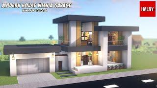 Modern house with a garage in Minecraft (construction tutorial).