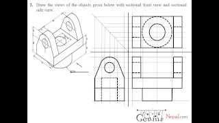 Engineering Drawing Tutorials/Sectional and Auxiliairy Views with Front view & Side view (T 7. 2 a)