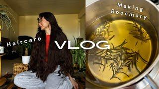 HAIRCARE VLOG | Making Rosemary water & FOOD!