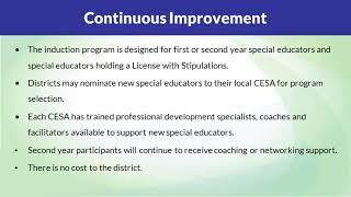 Supports for Educating Students with IEPs Special Educator Induction Program