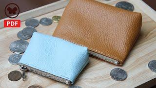 Making a leather coin purse, coin pouch (Free PDF pattern) 가죽 동전지갑 만들기