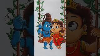 Shiv Parvati Cutest Drawing️ | Abash Kumar Art | #drawing #art #shorts