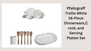 Pfaltzgraff Trellis White 16-Piece Dinnerware,Crock, and Serving Platter Set- Buy Now!