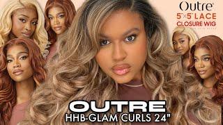 GRWM: Let's Install the NEW Outre 5x5 Lace Closure Wig HHB-Glam Curls 24" | DR2/Vanilla Cocoa