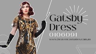 Black and Gold Sequin 1920s Gatsby Dress - Heaven Costumes Exclusive