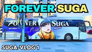 Suddenly BTS SUGA's winter bus appear outside HYBE!