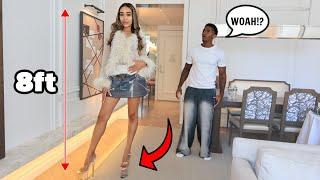 WEARING THE WORLD'S TALLEST HEELS TO SEE MY FIANCE'S REACTION!