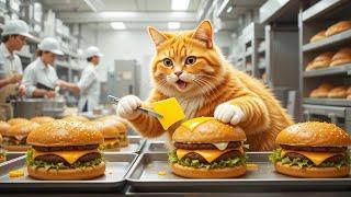 CAT Working at McDonald's Factory | CAT Chef Making Burgers - Process Zone