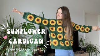  SUNFLOWER GRANNY SQUARE CROCHET CARDIGAN | diy crochet pattern for beginners - full guide