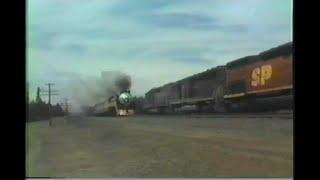 1098. SOUTHERN PACIFIC SP 4449 MEET SP PIG TRAIN in Oregon in 1989