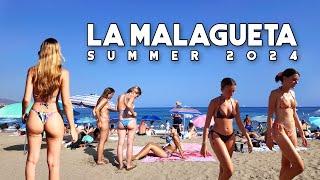 La Malagueta Beach & Promenade Spain Hot Summer 2024 Malaga City Costa del Sol [4K]