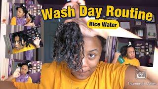 WASH DAY ROUTINE with Rice Water Quarantine 2020  |Ellenmarie|