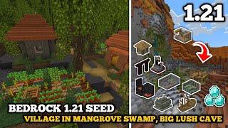 [Bedrock Seed] Minecraft 1.21 Seed - Village in Mangrove swamp, Big lush cave, 2 Bastion Nearby