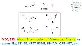 MCQ-223: Bromination of Alkene vs. Alkyne by Dr. Tanmoy Biswas (Chemistry : The Mystery of Molecule)