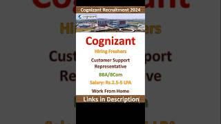 Cognizant Recruiting Freshers 2024 | BBA, BCom | Work From Home  | Fresher Jobs | IT Jobs