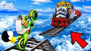 SHINCHAN AND FRANKLIN TRIED THE IMPOSSIBLE DODGE THE TRAIN RAIL TRACK PARKOUR CHALLENGE GTA 5