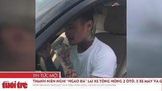 Thanh niên nghi “ngáo đá” lái xe tông hỏng 2 ôtô, 5 xe máy và gãy 2 cột điện