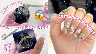 TRYING BORN PRETTY NON SOLID GLUE GEL | WHIMSICAL SILK CAT EYE CHARME GEL | COTTAGE CORE NAILS