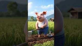 The poor little pig was bitten by a snake#pig #dog #funny #cute #snake #food #animals  #animation