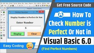 How to check number is perfect or not in visual basic 6.0 | Find perfect numbers examples