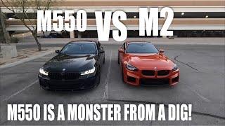 2024 BMW M2 vs 2021 BMW M550i RACE! | Both Stock