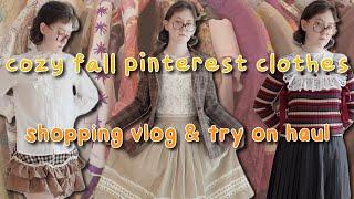 nyc vintage shopping for fall pinterest outfits & try-on haul  cozy cottagecore "thrifting"