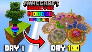 I Survived 100 Days in Modded Skyblock Hardcore!!