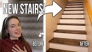 Remove CARPET from Stairs | Carpet to Wood Transformation