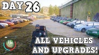 ALL THE UPGRADED AND REGULAR CARS YOU CAN GET IN SOD2  | DAY 26 | STATE OF DECAY 2