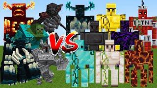 All Mutant and Warden Mobs vs All Golems | Minecraft Mob Battle