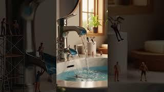 Small People diving through AI Animated Tap| People are swimming #ai #diving #aianimation #swimming