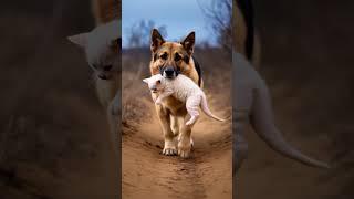 Dog helps kitten live again after a tiny mistake #kitten #dog #rescue #story